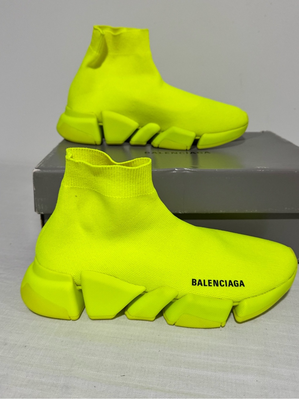 Balenciaga  Neon Yellow Speed Trainer Sock Sneakers size 9